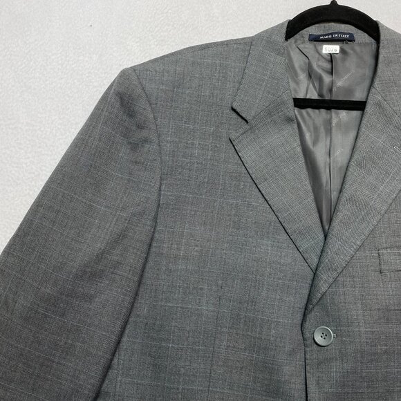VINTAGE Ermenegildo Zegna Blazer Mens 56R Gray Plaid Sport Coat Notch Patch - Picture 8 of 16